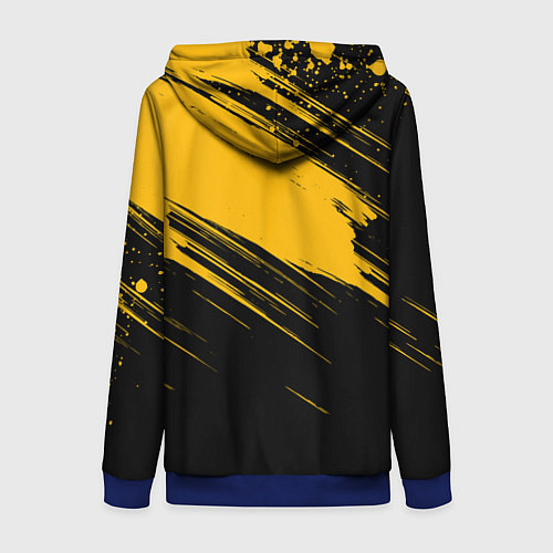 Женская толстовка на молнии Black and yellow grunge / 3D-Синий – фото 2