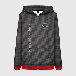 Толстовка на молнии женская Mercedes карбоновые полосы, цвет: 3D-красный