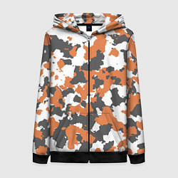 Толстовка на молнии женская Orange Camo, цвет: 3D-черный