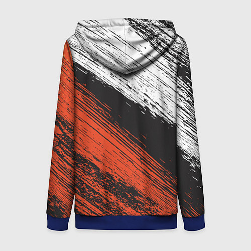Женская толстовка на молнии БЕЛО-РЫЖИЙ ГРАНЖ / 3D-Синий – фото 2