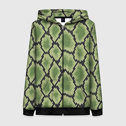 Толстовка на молнии женская Шкура рептилии, цвет: 3D-черный