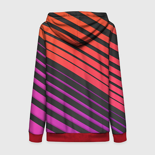 Женская толстовка на молнии Линии градиентGradient Polygon Lines / 3D-Красный – фото 2