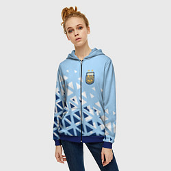 Толстовка на молнии женская Сборная Аргентины футбол, цвет: 3D-синий — фото 2