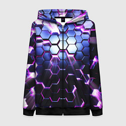 Толстовка на молнии женская Соты - 3d, цвет: 3D-черный