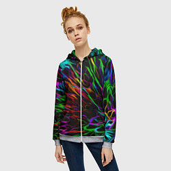 Толстовка на молнии женская Neon pattern Vanguard, цвет: 3D-меланж — фото 2