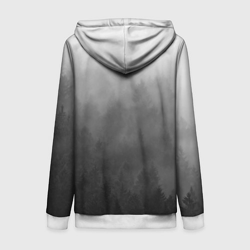 Женская толстовка на молнии Темный лес - туман / 3D-Белый – фото 2