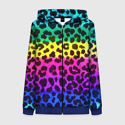 Толстовка на молнии женская Leopard Pattern Neon, цвет: 3D-синий