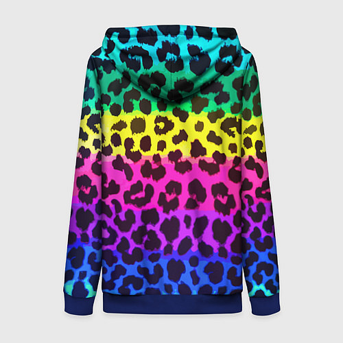 Женская толстовка на молнии Leopard Pattern Neon / 3D-Синий – фото 2