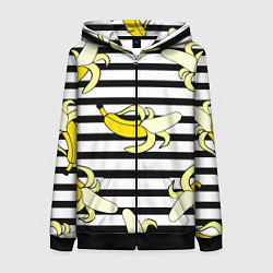 Толстовка на молнии женская Banana pattern Summer, цвет: 3D-черный