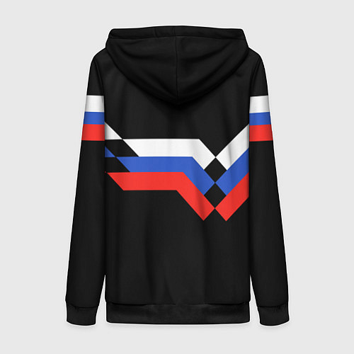 Женская толстовка на молнии РОССИЯ ТРИКОЛОР ЛИНИИ / 3D-Черный – фото 2