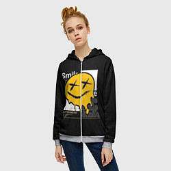 Толстовка на молнии женская Улыбайся, несмотря ни на что, цвет: 3D-меланж — фото 2