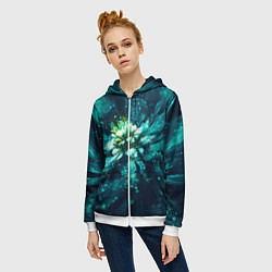 Толстовка на молнии женская Цветок с пандоры, цвет: 3D-белый — фото 2