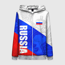 Толстовка на молнии женская RUSSIA - SPORTWEAR - ТРИКОЛОР, цвет: 3D-меланж