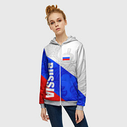 Толстовка на молнии женская RUSSIA - SPORTWEAR - ТРИКОЛОР, цвет: 3D-меланж — фото 2