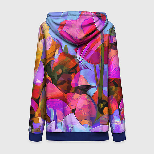 Женская толстовка на молнии Красочный летний цветочный паттерн Summer color pa / 3D-Синий – фото 2