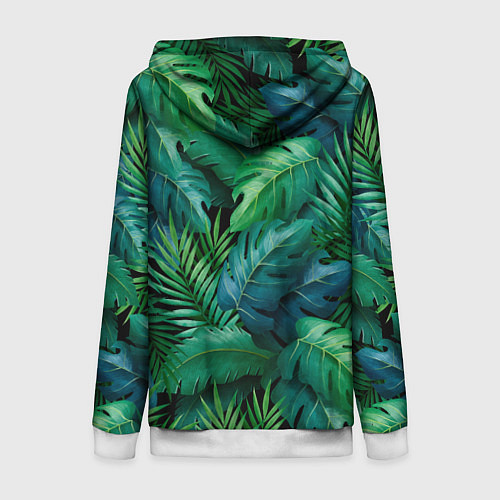 Женская толстовка на молнии Green plants pattern / 3D-Белый – фото 2