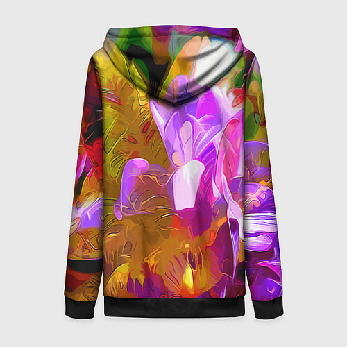 Женская толстовка на молнии Красочный цветочный узор Лето Colorful Floral Patt / 3D-Черный – фото 2