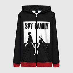 Толстовка на молнии женская Spy x Family: Семья шпиона черно-белая, цвет: 3D-красный
