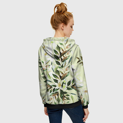 Женская толстовка на молнии Цветы Липовый Сад / 3D-Черный – фото 4