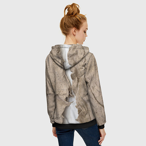 Женская толстовка на молнии Только для Италии Мешковина Рваньё Only for Italy / 3D-Черный – фото 4