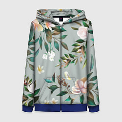 Толстовка на молнии женская Цветы Цветочный Букет, цвет: 3D-синий