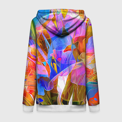 Женская толстовка на молнии Красочный цветочный паттерн Лето Colorful floral p / 3D-Белый – фото 2