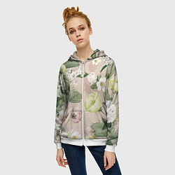 Толстовка на молнии женская Цветы Свадебный Букет, цвет: 3D-белый — фото 2
