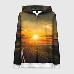 Женская толстовка на молнии Закат у океана