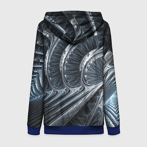 Женская толстовка на молнии Фрактальный абстрактный паттерн Броня Fractal Abst / 3D-Синий – фото 2