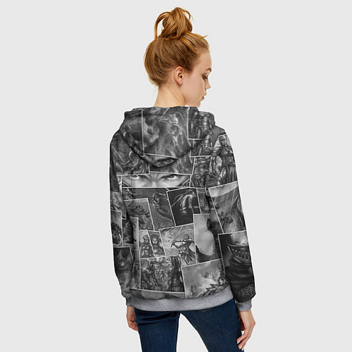 Женская толстовка на молнии Тёмные души комикс / 3D-Меланж – фото 4