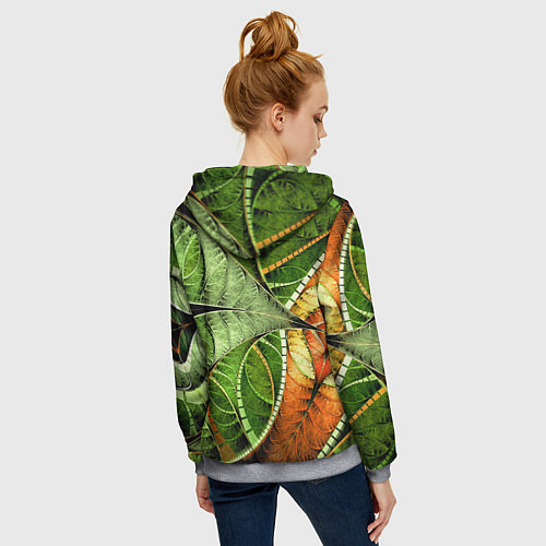 Женская толстовка на молнии Растительный абстрактный фрактальный паттерн Veget / 3D-Меланж – фото 4