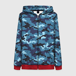 Женская толстовка на молнии Камуфляж Тёмно-Синий Camouflage Dark-Blue