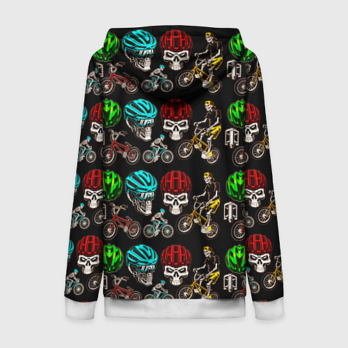 Женская толстовка на молнии SKELETONS ON BICYCLES / 3D-Белый – фото 2