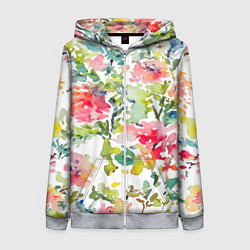Толстовка на молнии женская Floral pattern Watercolour Summer, цвет: 3D-меланж