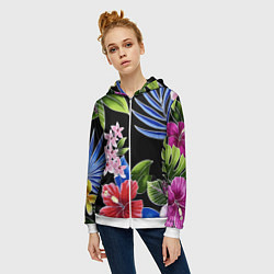 Толстовка на молнии женская Floral vanguard composition Летняя ночь Fashion tr, цвет: 3D-белый — фото 2