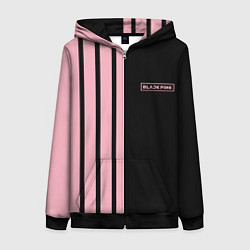 Толстовка на молнии женская BLACKPINK HALF BLACK-PINK MINI LOGO, цвет: 3D-черный