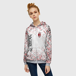 Толстовка на молнии женская Ac milan logo, цвет: 3D-меланж — фото 2