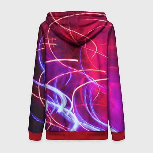 Женская толстовка на молнии Неоновые линии и фонари - Красный / 3D-Красный – фото 2
