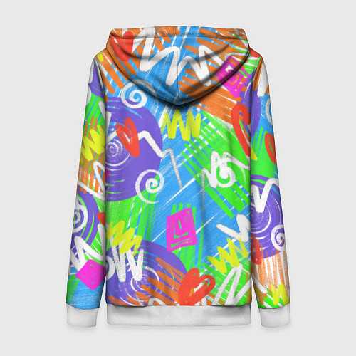 Женская толстовка на молнии Яркий геометрический принт на белом фоне / 3D-Белый – фото 2