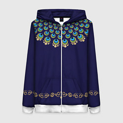 Женская толстовка на молнии Павлиньи перья с вензелями