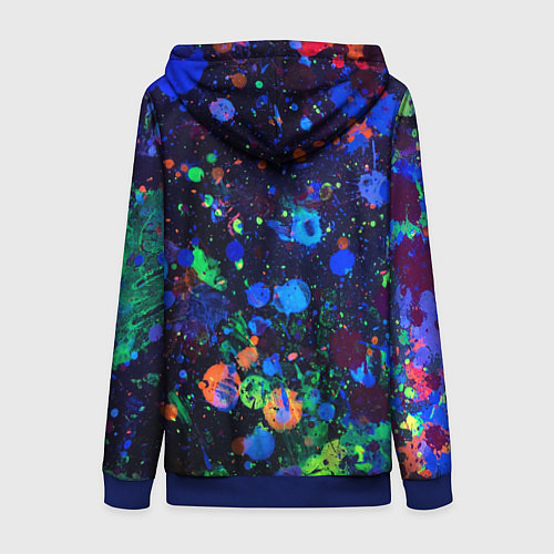 Женская толстовка на молнии Неоновые мазки красок - Синий / 3D-Синий – фото 2