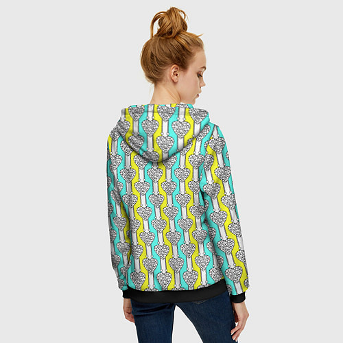Женская толстовка на молнии Striped multicolored pattern with hearts / 3D-Черный – фото 4