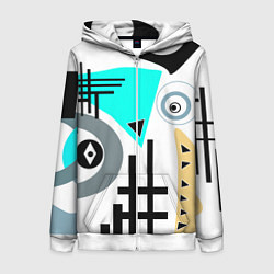 Толстовка на молнии женская Абстрактный современный дизайн, цвет: 3D-белый