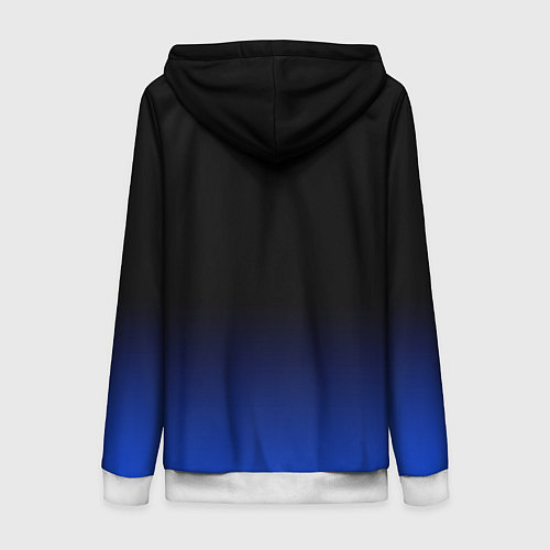 Женская толстовка на молнии Черный с синим градиент / 3D-Белый – фото 2