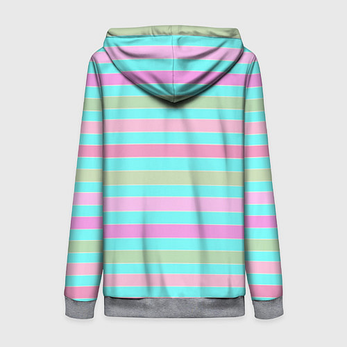 Женская толстовка на молнии Pink turquoise stripes horizontal Полосатый узор / 3D-Меланж – фото 2