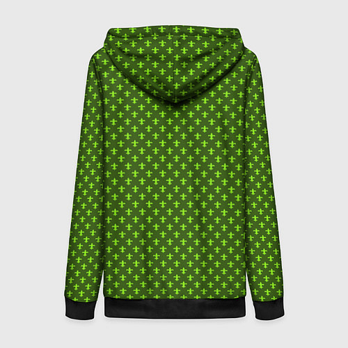 Женская толстовка на молнии Зеленый узоры крестиком / 3D-Черный – фото 2