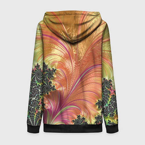 Женская толстовка на молнии Фрактальный динамичный паттерн / 3D-Черный – фото 2