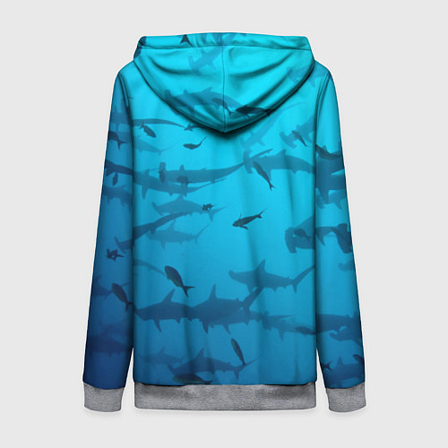Женская толстовка на молнии Акулы - океан / 3D-Меланж – фото 2