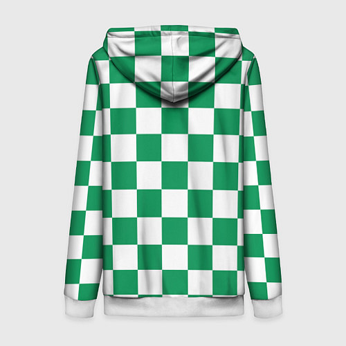 Женская толстовка на молнии ФК Ахмат на фоне бело зеленой формы в квадрат / 3D-Белый – фото 2