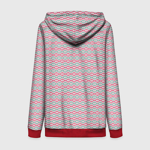 Женская толстовка на молнии Волнистые линии узоры / 3D-Красный – фото 2